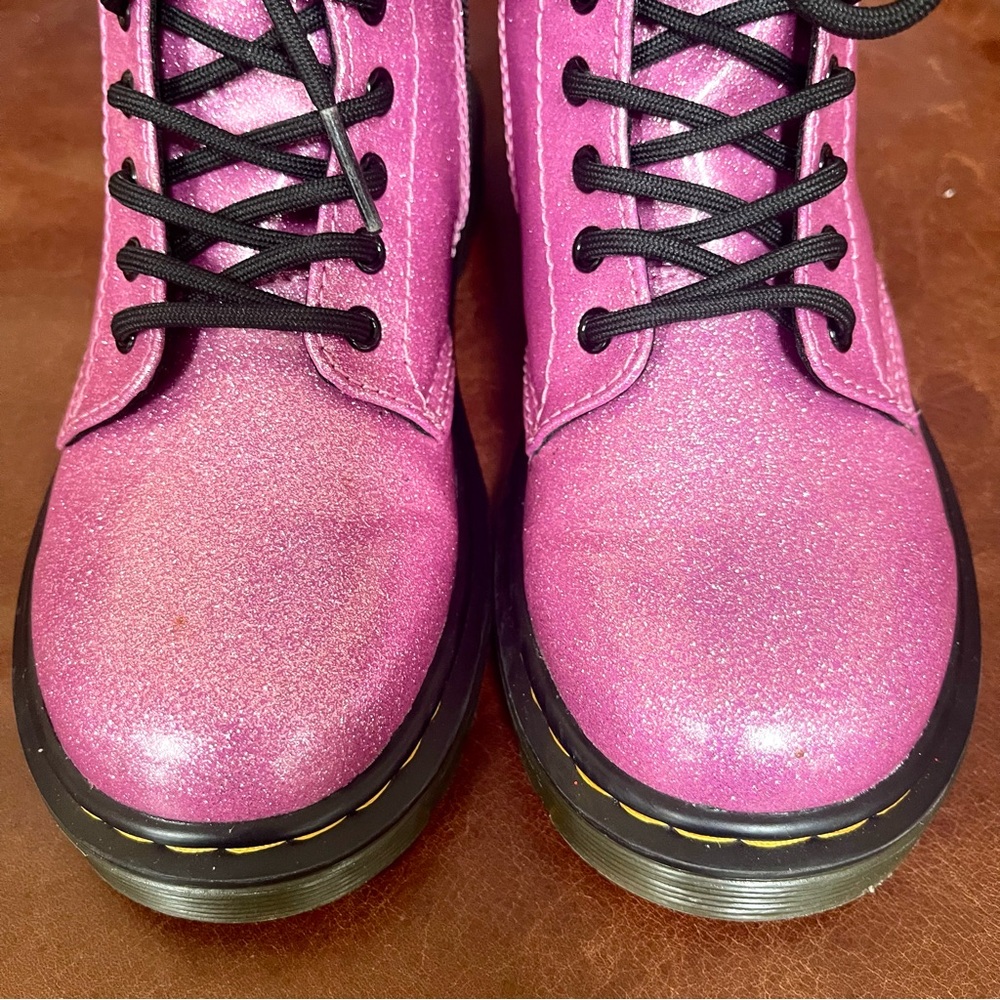 Dr.Martens Iconic 1460 Sparkly Color-Shifting Glitter Junior Boots In Pink Color - Picture 9 of 14